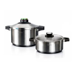 Panela de pressão prêst DUO 4 + 6 l, aço inoxidável 18/10,2 peças