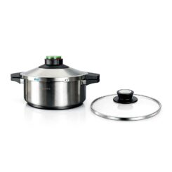 Panela de pressão prêst 4 l, aço inoxidável 18/10, inclui tampa de vidro, Ø24 cm