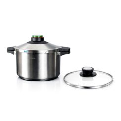 Panela de pressão de 6 litros em aço inoxidável 18/10, com tampa de vidro, Ø24 cm