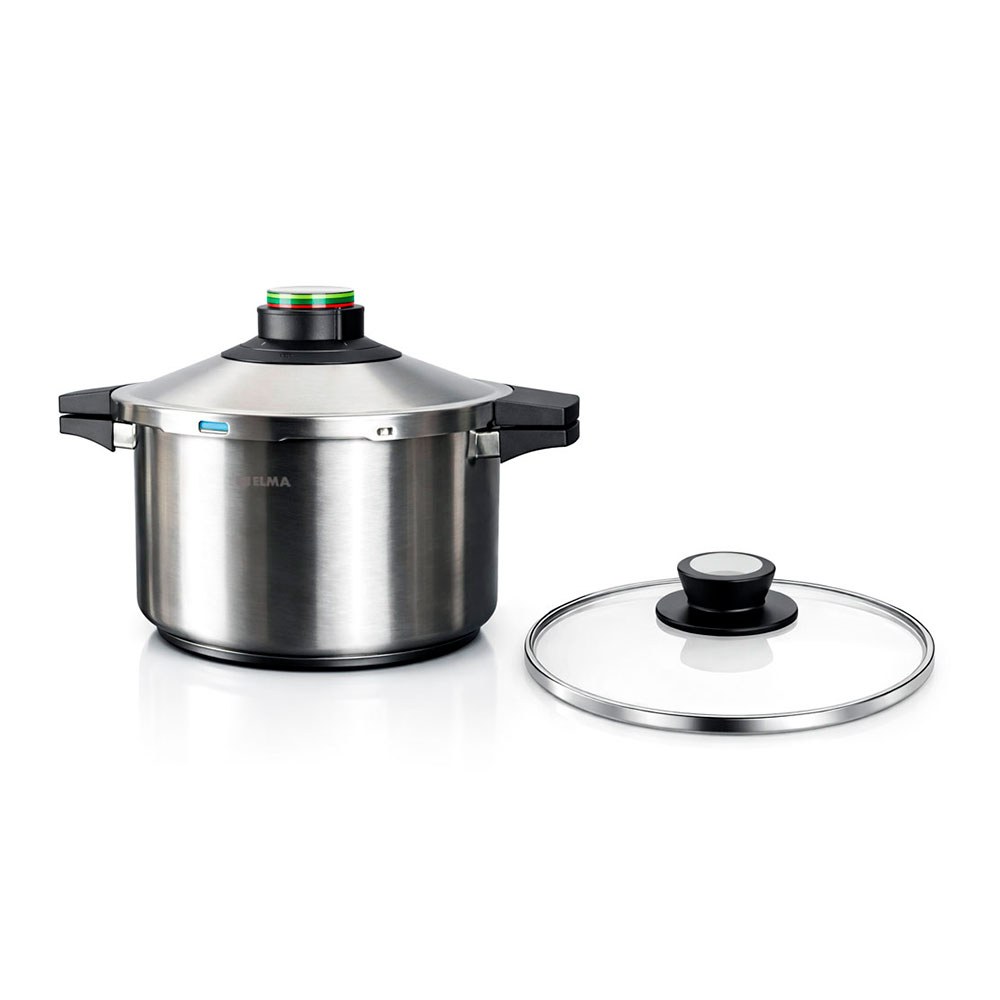 Panela de pressão de 6 litros em aço inoxidável 18/10, com tampa de vidro, Ø24 cm