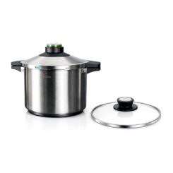 Panela de pressão prêst 8 l, aço inoxidável 18/10, inclui tampa de vidro, Ø24 cm