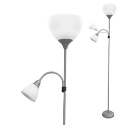 EDM Candeeiro de pé modelo boston prateado e27 60 w e leitor e14 40 w