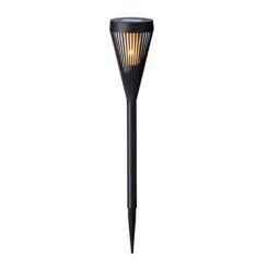 Estaca solar em forma de tocha 12 leds, preta, Ø10 x 46 cm