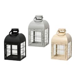 Lanterna porta-velas decorativa de ferro, cores sortidas, 13,5 x 13,5 x 24 cm