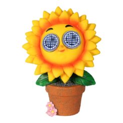Figura solar girassol amarelo, 15,5 x 10,5 x 21,5 cm