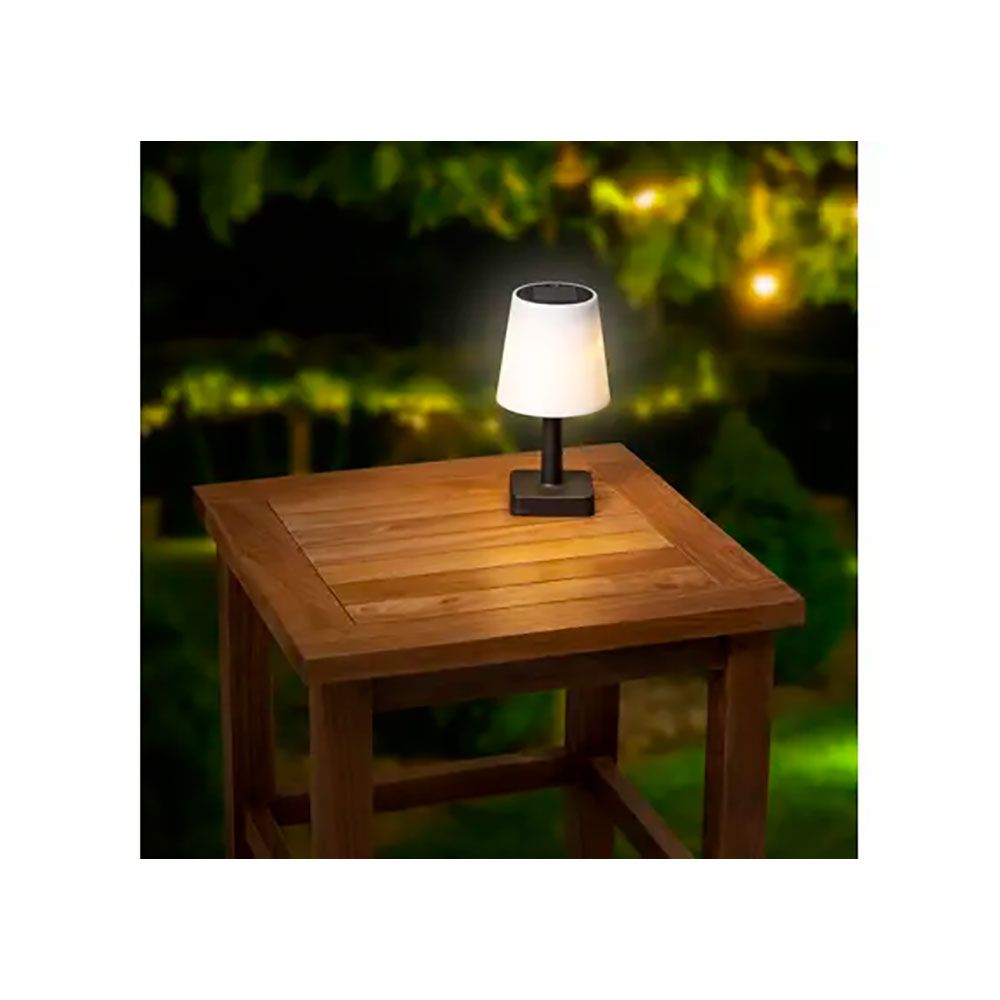 Lâmpada solar de mesa, preta e branca, Ø12 x 23 cm - Image 2