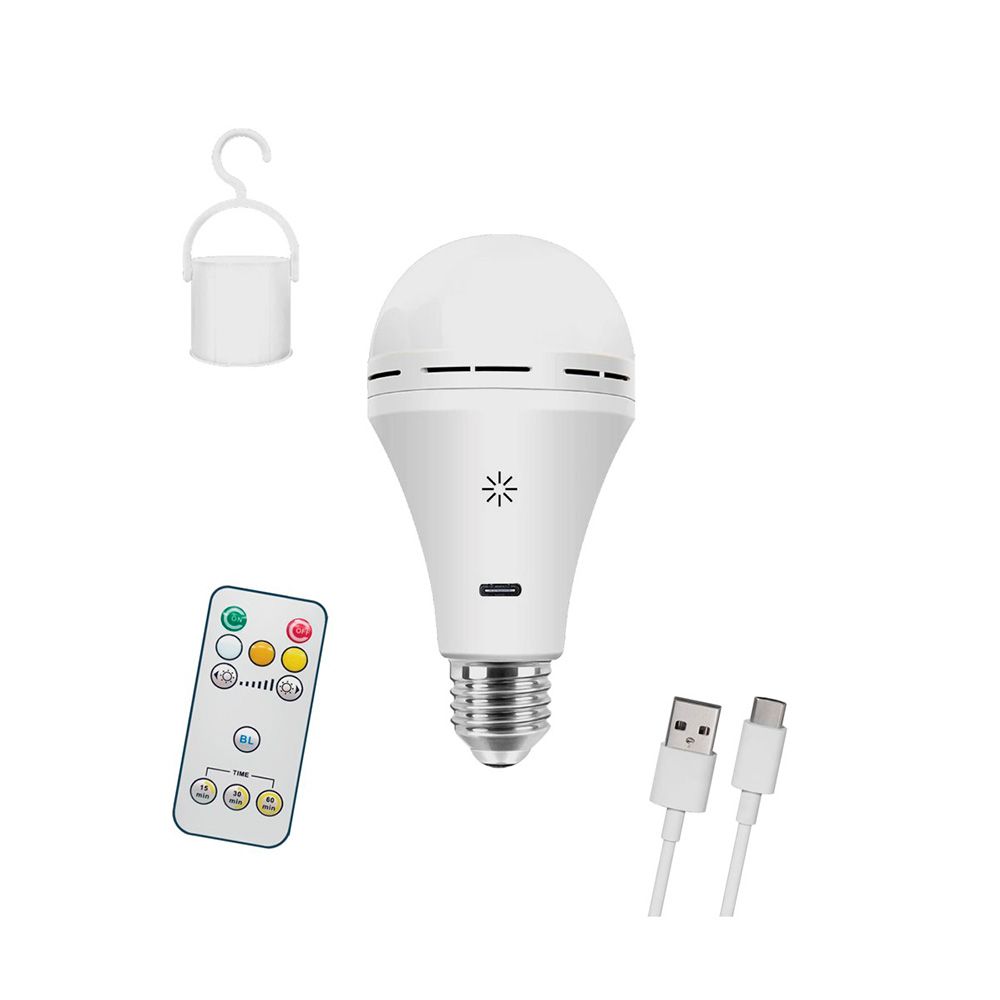 Lâmpada LED, recarregável USB, E27, 6 W, 3CCT, dimmable, 500 LM