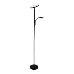 Luminária de piso LED dencel, 30+6 W, 3CCT, dimerizável, 3000 LM, preta, Ø25 x 175 cm