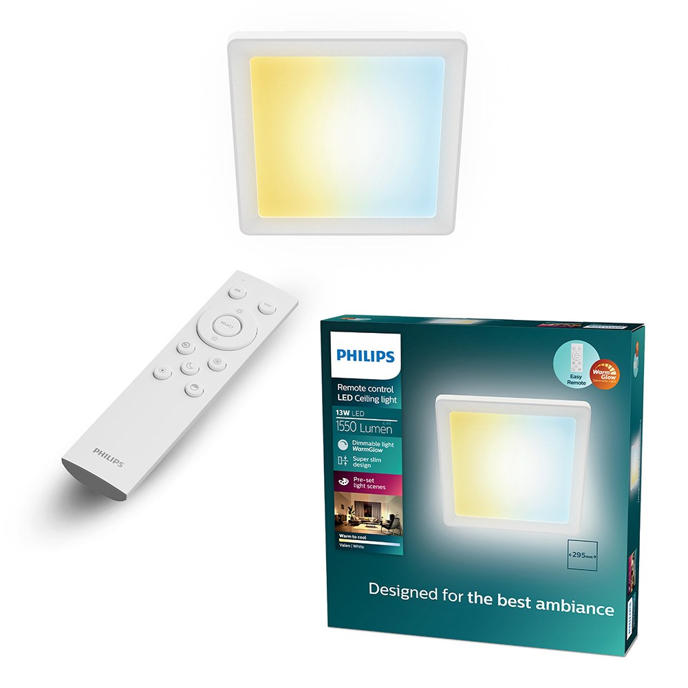Plafon quadrado branco Valen, 13 w, 1550 im, 2200-6500 k, 295 x 37 x 295 mm - Image 2