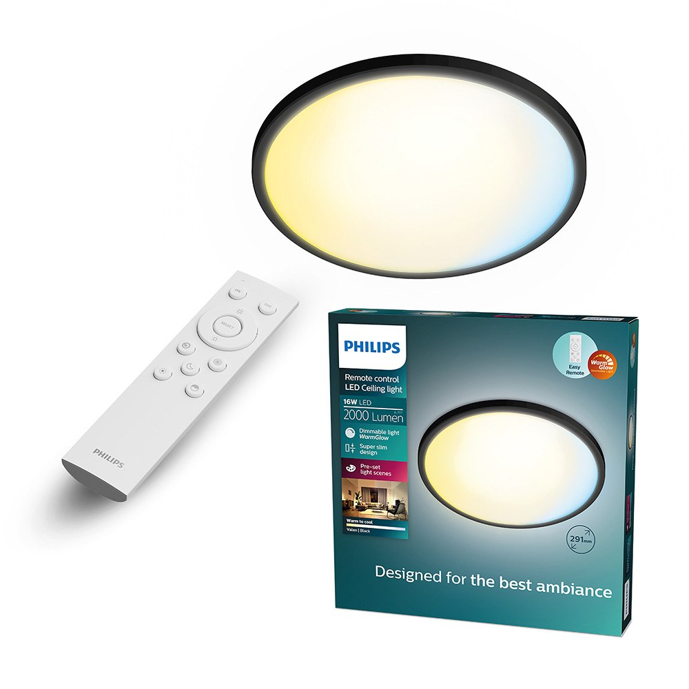 Plafon redondo preto valen, 16 W, 2.000 LM, 2200-6500 K, Ø291 x 24 mm - Image 2