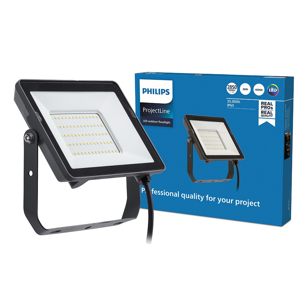 Projetor LED preto 30 W, 2820 - 3000 LM, 4000 K, 190 x 27 x 156 mm - Image 2