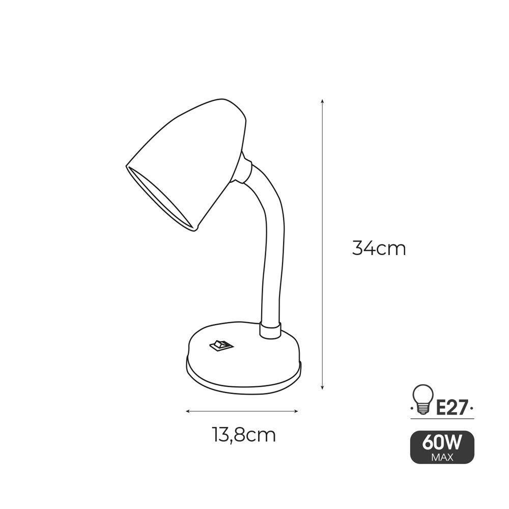 EDM Candeeiro de mesa amsterdam modelo e27 60w cor preta edm - Image 2