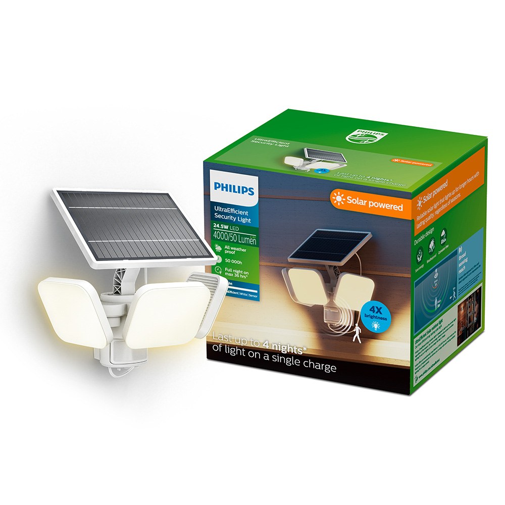 Luminária de segurança solar zyren, branca, 24,5 W, 4000/50 LM, 3000 K