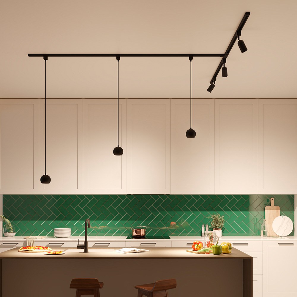 Candeeiro de teto easylink, suspenso, colby GU10, preto, Ø100 x 1360 mm - Image 3