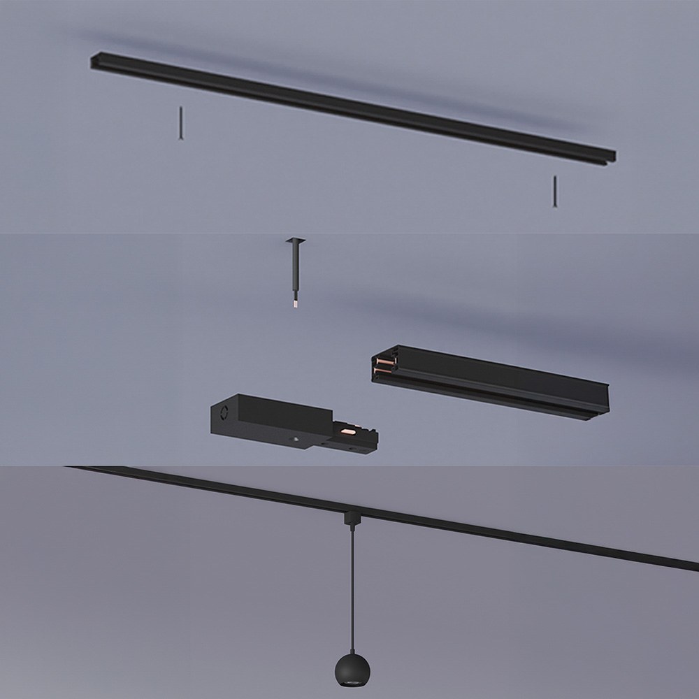 Candeeiro de teto easylink, suspenso, colby GU10, preto, Ø100 x 1360 mm - Image 5