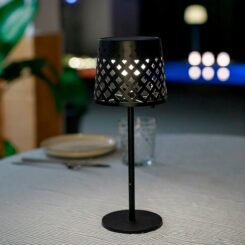 Lâmpada solar de mesa preta Gretita, Ø12 x 30 cm