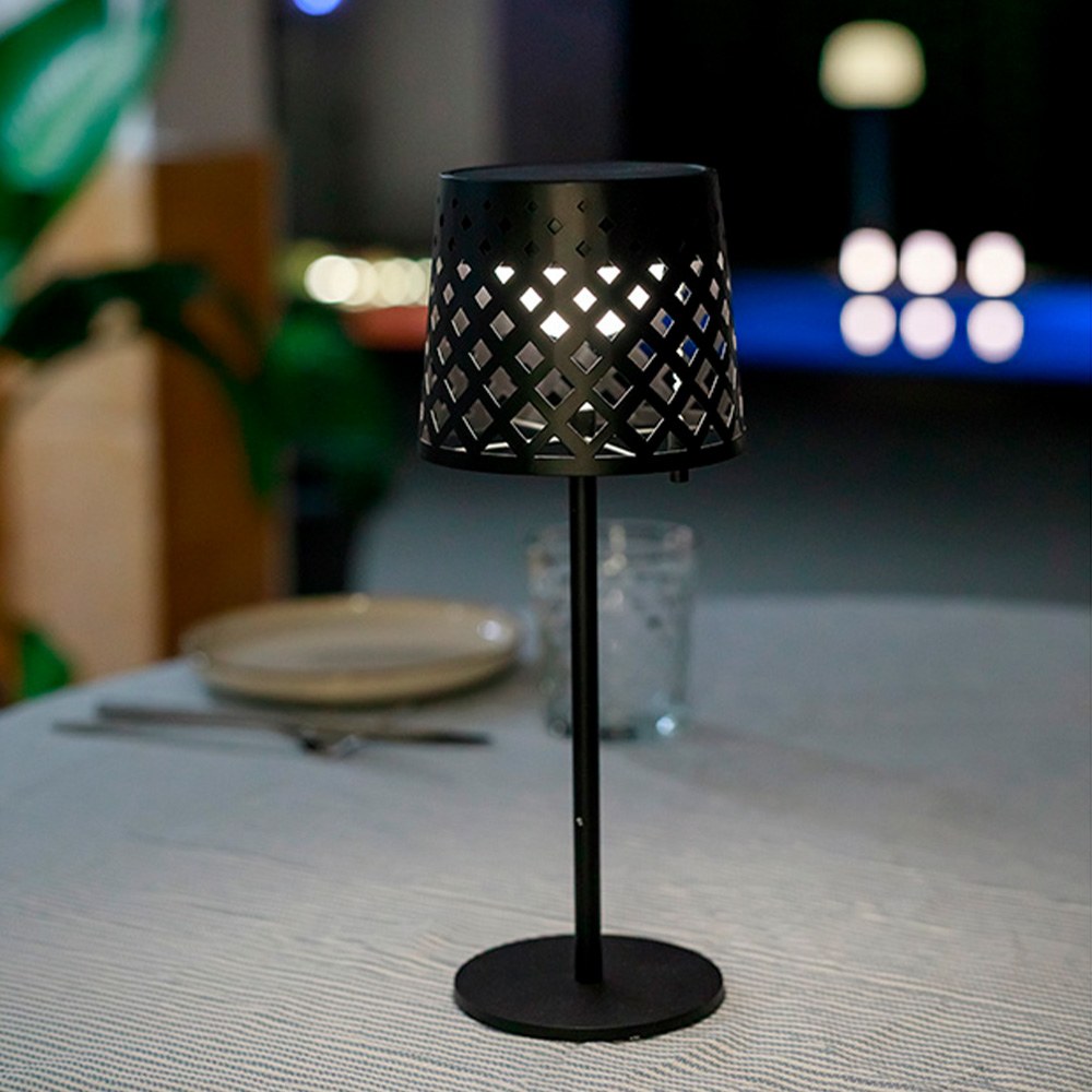 Lâmpada solar de mesa preta Gretita, Ø12 x 30 cm