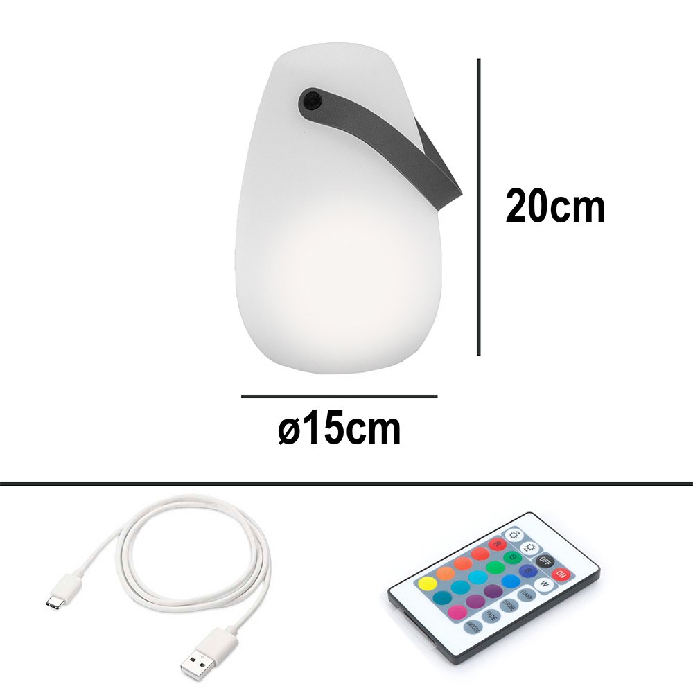 Candeeiro de mesa recarregável portátil, RGB, branco, Ø15 x 20 cm - Image 5