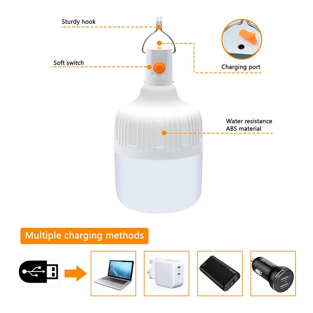 Lâmpada LED portátil recarregável, branca, 500 LM, IP44, 2 un - Image 4