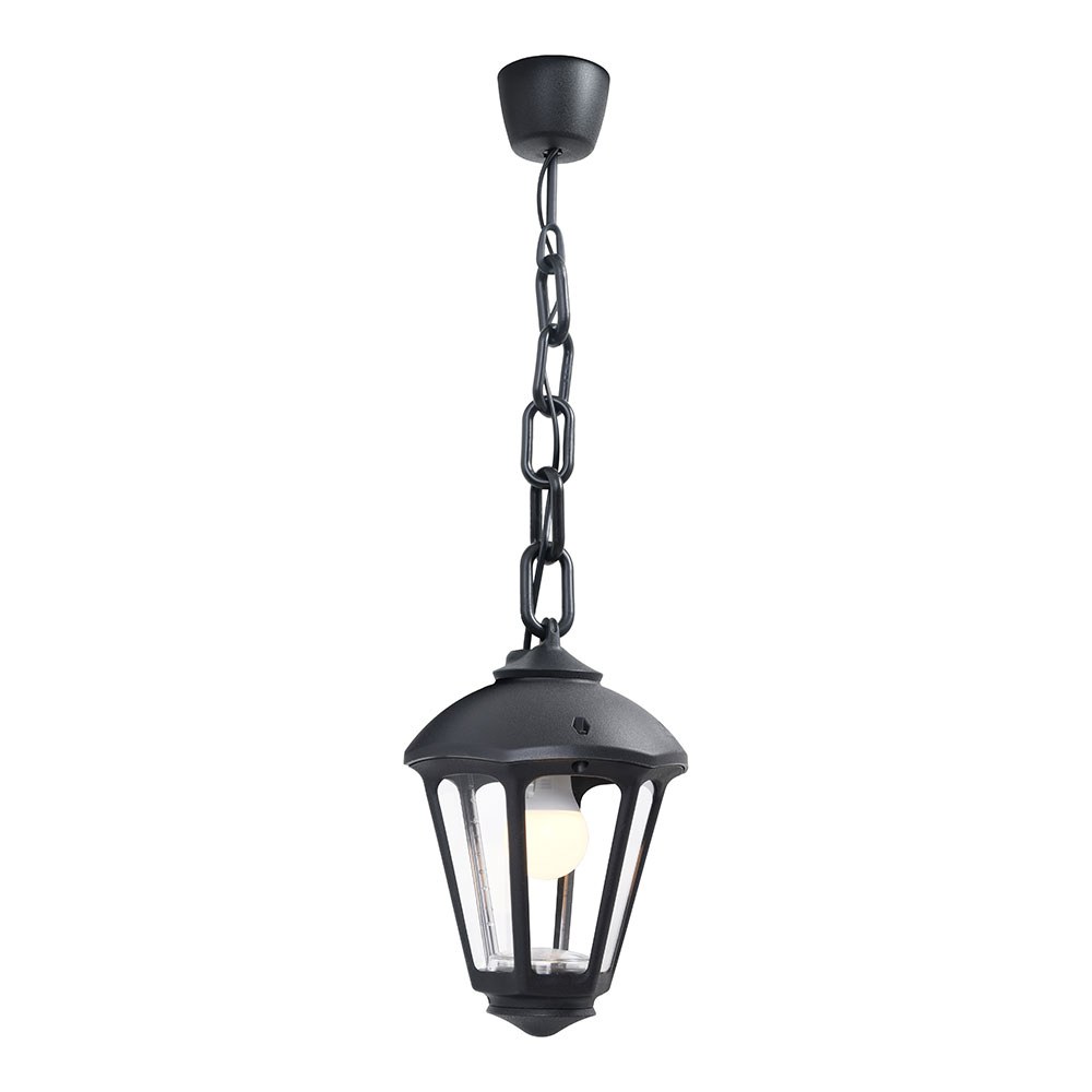 Lanterna de teto com corrente Sicar/Giampy, transparente, E27, preta, resistente aos raios UV ø210, anticorrosão e antiferrugem. ø210 x 750 mm