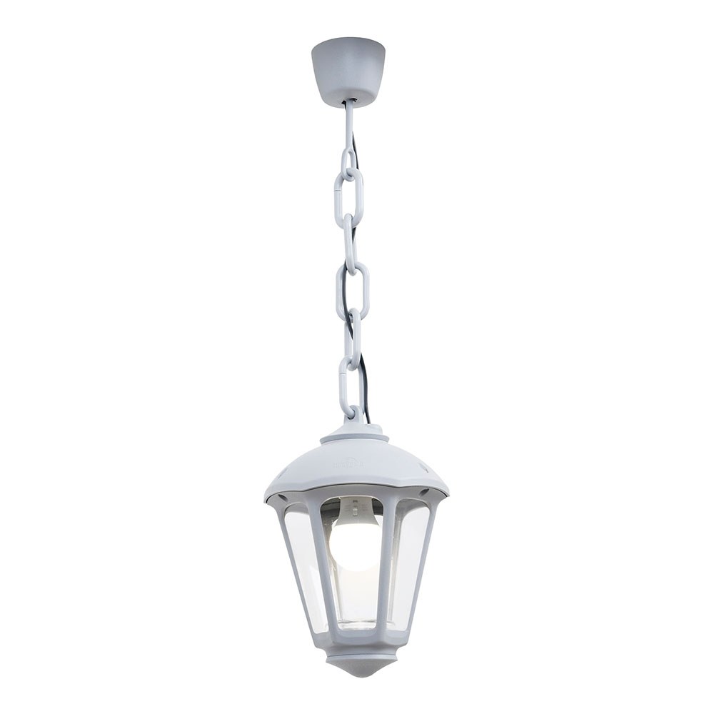 Lanterna de teto com corrente sicar/giampy, transparente, e27, branca, ø210 x 750 mm