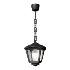 Candeeiro de teto com corrente sicar/roby, transparente, E27, preto, 195 x 195 x 700 mm