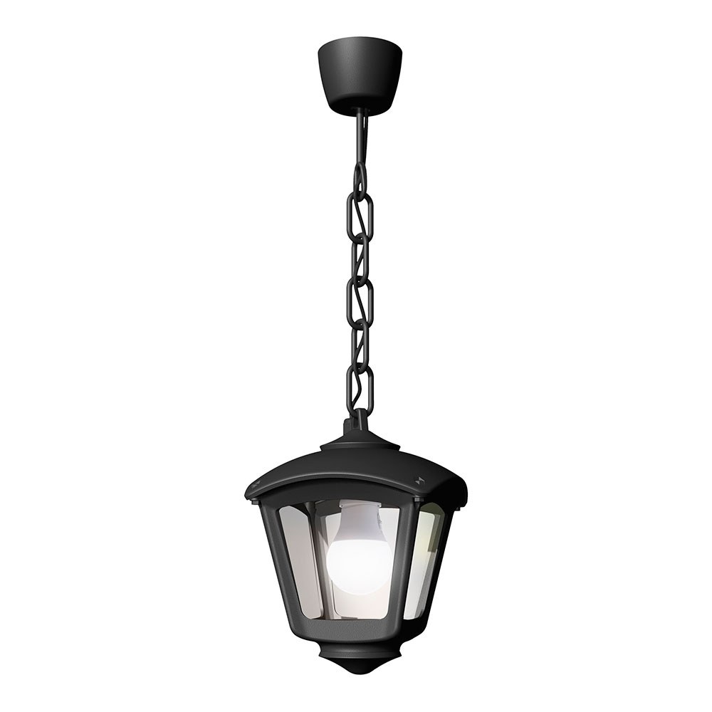 Candeeiro de teto com corrente sicar/roby, transparente, E27, preto, 195 x 195 x 700 mm