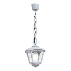 Candeeiro de teto com corrente sicar/roby, transparente, E27, branco, 195 x 195 x 700 mm
