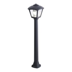 Candeeiro baliza com poste giaffa/roby, transparente, E27, preto, 195 x 195 x 945 mm
