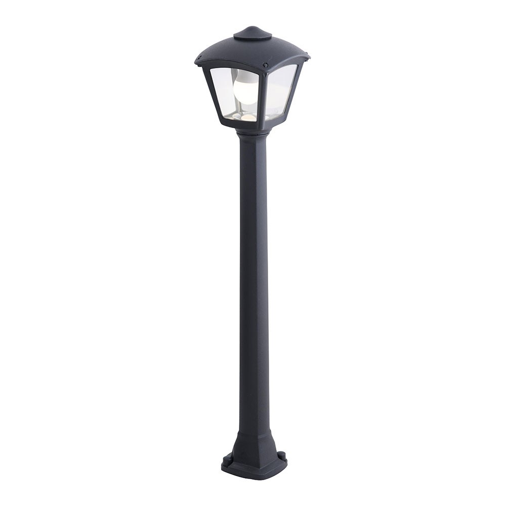 Candeeiro baliza com poste giaffa/roby, transparente, E27, preto, 195 x 195 x 945 mm