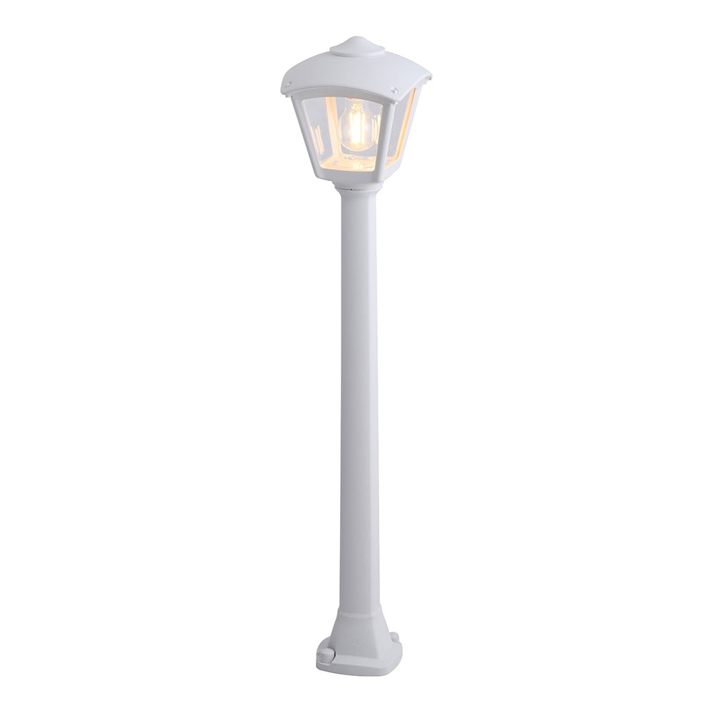 Candeeiro baliza com poste giaffa/roby, transparente, E27, branco, 195 x 195 x 945 mm