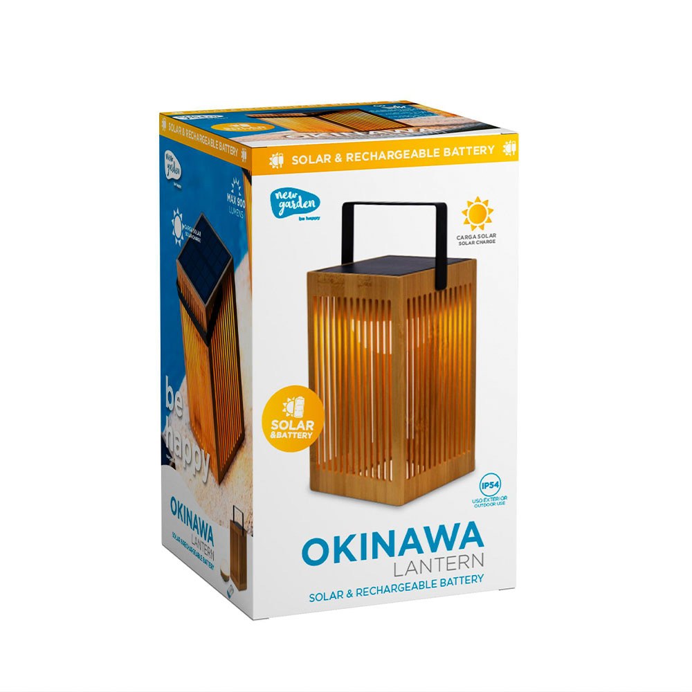 Lanterna solar de mão okinawa, com lâmpada recarregável, 14 x 14 x 24 cm - Image 2
