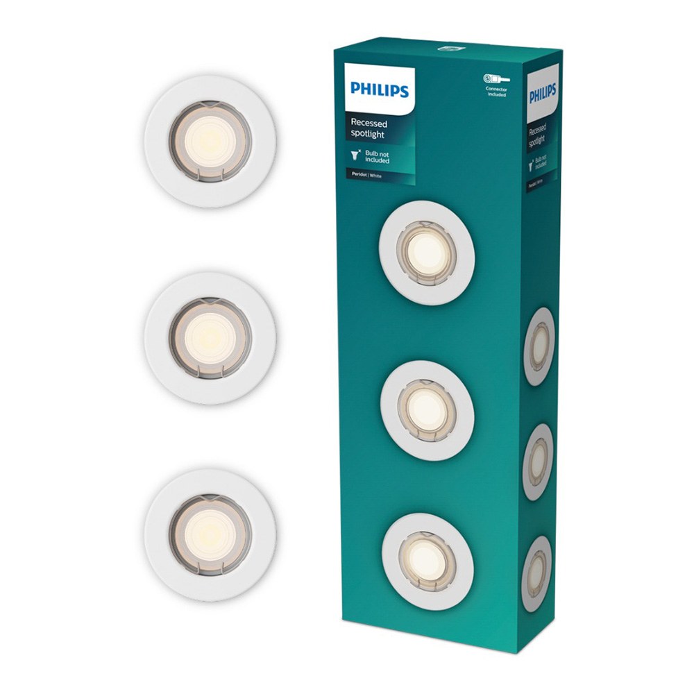 Anel de embutir redondo de metal, modelo peridot, fixo, GU10, branco, Ø8,3 cm, 3 un