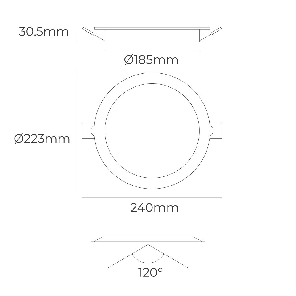 Downlight LED de encastrar, redondo, 18 W, 3CCT, 1820 LM, embelhecedor branco, Ø22,3 cm - Image 3