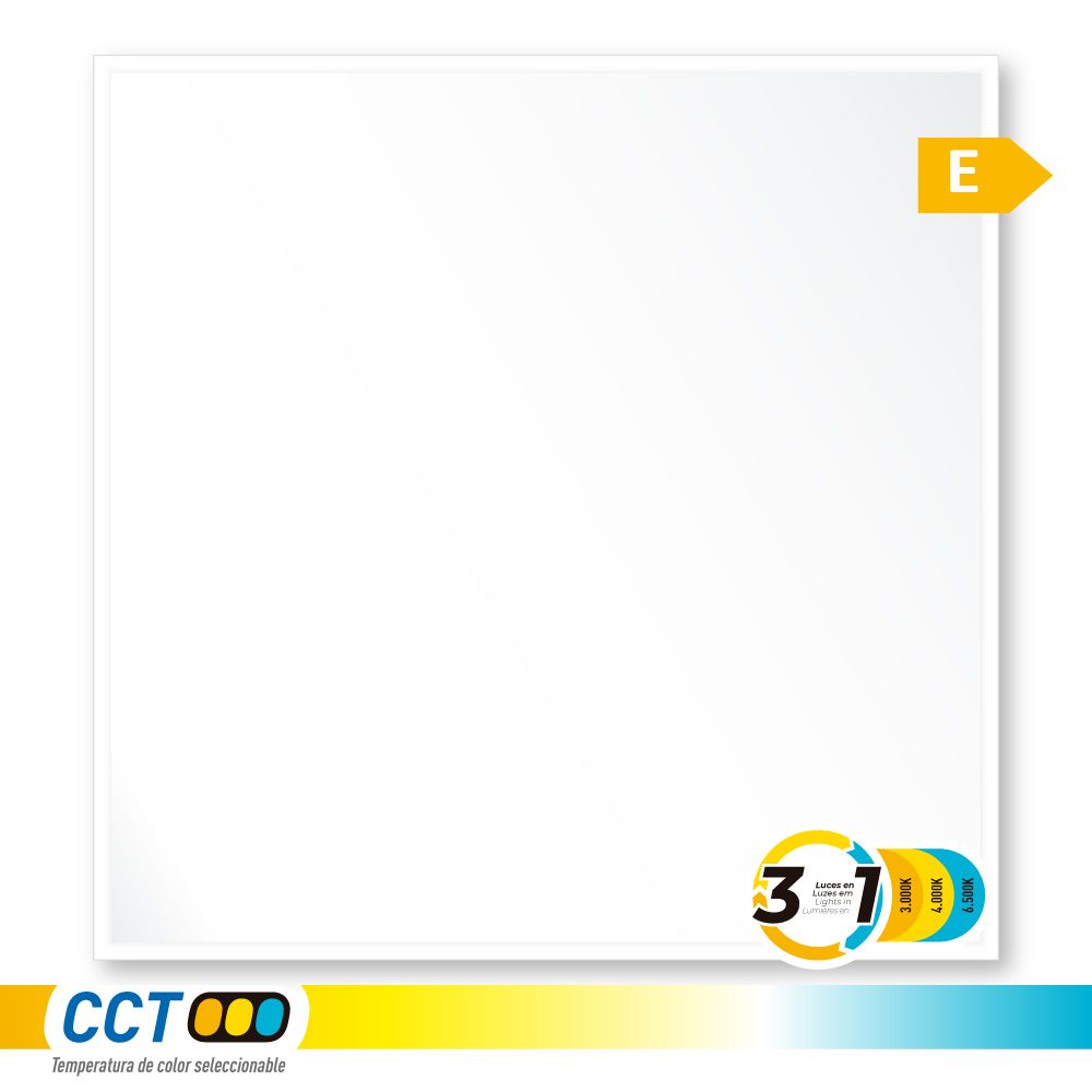 EDM Painel de LED, 40 W, 3 CCT (3000-4000-6500 K), 4800 lm, 595 x 595 x 28 mm
