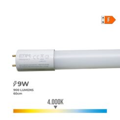 EDM Tubo LED T8 9 w 900 lm 4000 k luz neutra (eq.18w) ø2,6 x 60 cm