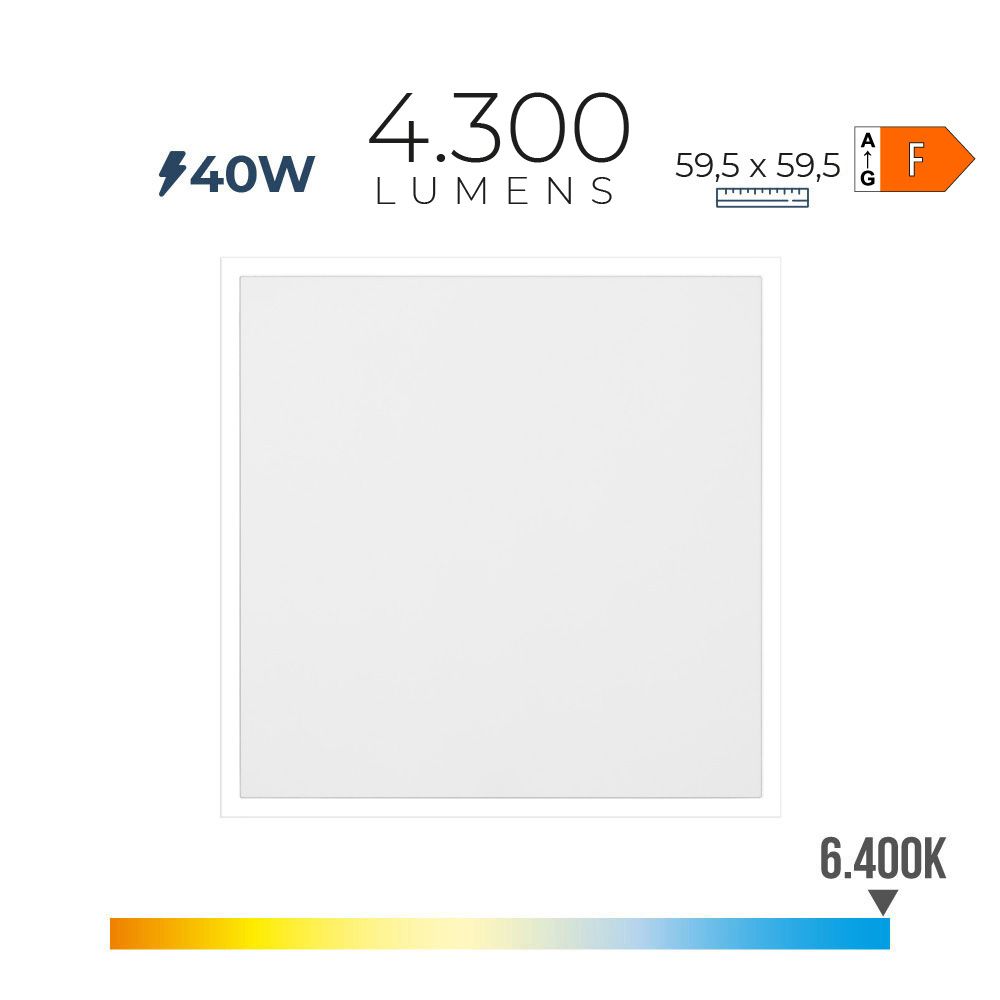 EDM Painel LED 440 W 6400 K 4300 lm Luz Fria 59,5 x 59,5 x 2,9 cm