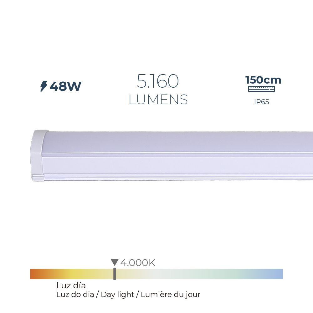 Régua LED 48 W 4.000k daylight 5.160 LM 150 x 4,6 x 5,1cm