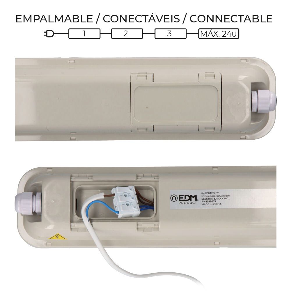 Armadura LED estanque IP65 18 W 1990 LM 6500 K LUZ fria 5,9 x 59 x 6,6 cm - Image 2