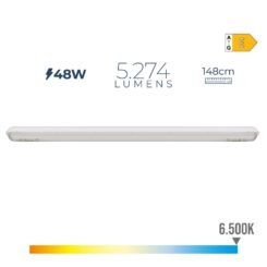Armadura LED estanque IP65 48 W 5274 LM 6500 K LUZ fria 8,6 x 148 x 6,6 cm