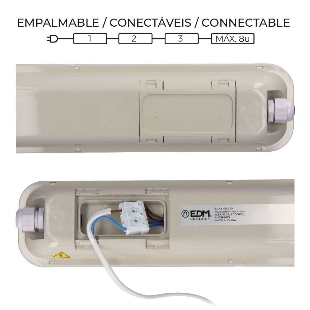 Armadura LED estanque IP65 48 W 5274 LM 6500 K LUZ fria 8,6 x 148 x 6,6 cm - Image 2