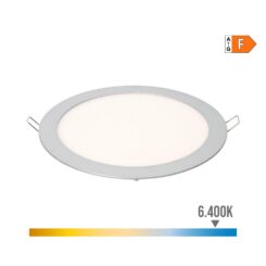Downlight LED de encastrar redondo 20W LUZ fria 6400K 1500lm cromado Ø22,5cm EDM