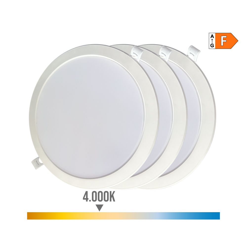 Pack 3 downlights LED 18W, daylight 4000K