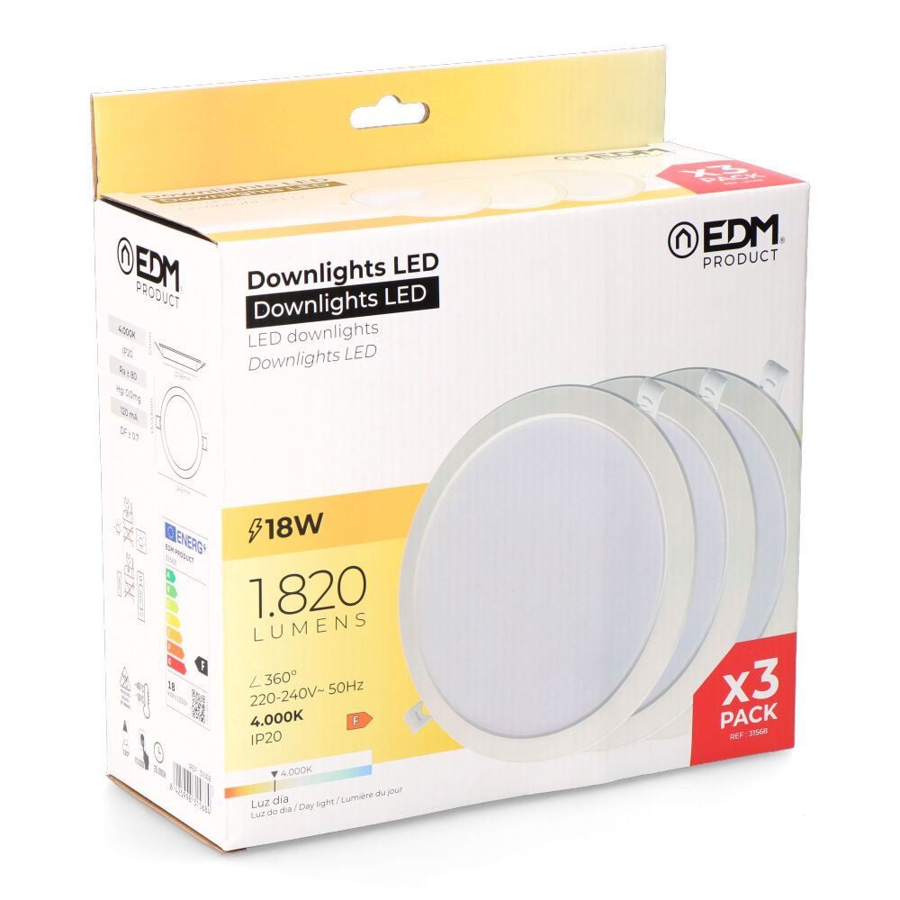 Pack 3 downlights LED 18W, daylight 4000K - Image 4