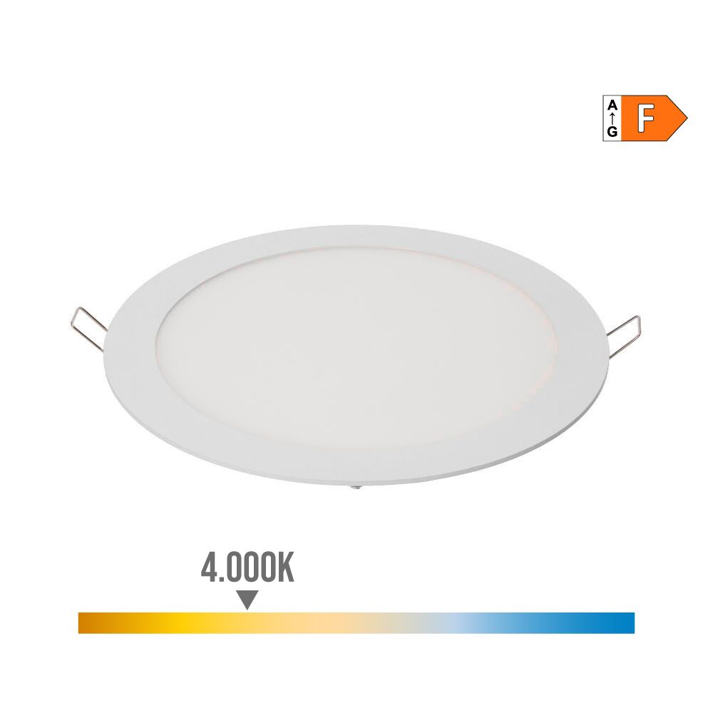 EDM Downlight LED redondo embutido 20 w luz diurna 4000 k 1500 lm branco ø22,5 cm