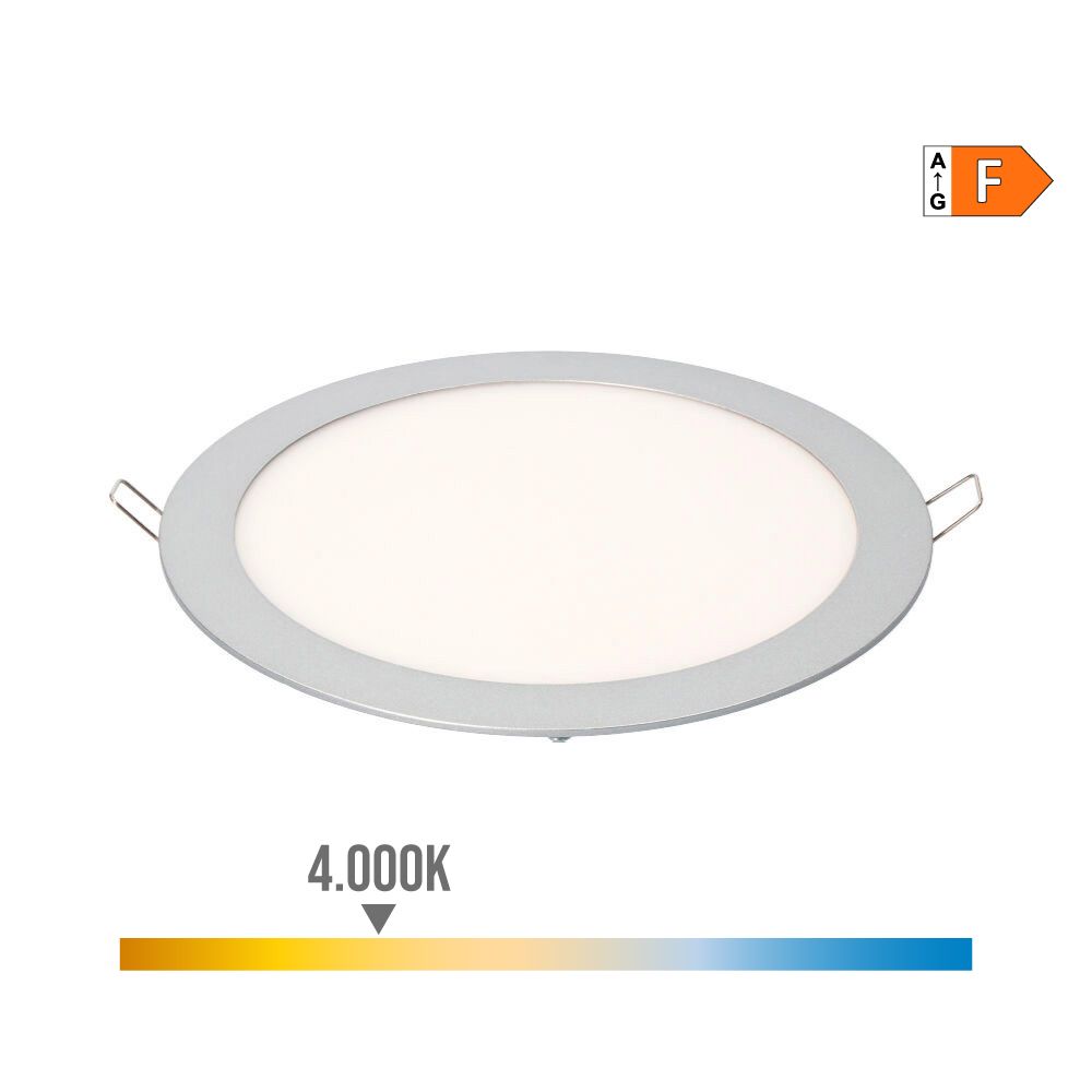 EDM Downlight led redondo embutido 20 w luz diurna 4000 k 1500 lm cromado ø 22,5 cm