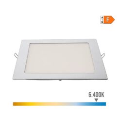 Downlight LED de encastrar quadrado 20W LUZ fria 6400K 1500lm cromada 22X22cm EDM