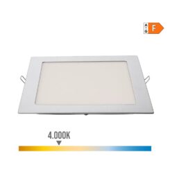 Downlight LED de encastrar quadrado 20W LUZ DIA 4000K 1500lm CROMADO22X22cm EDM