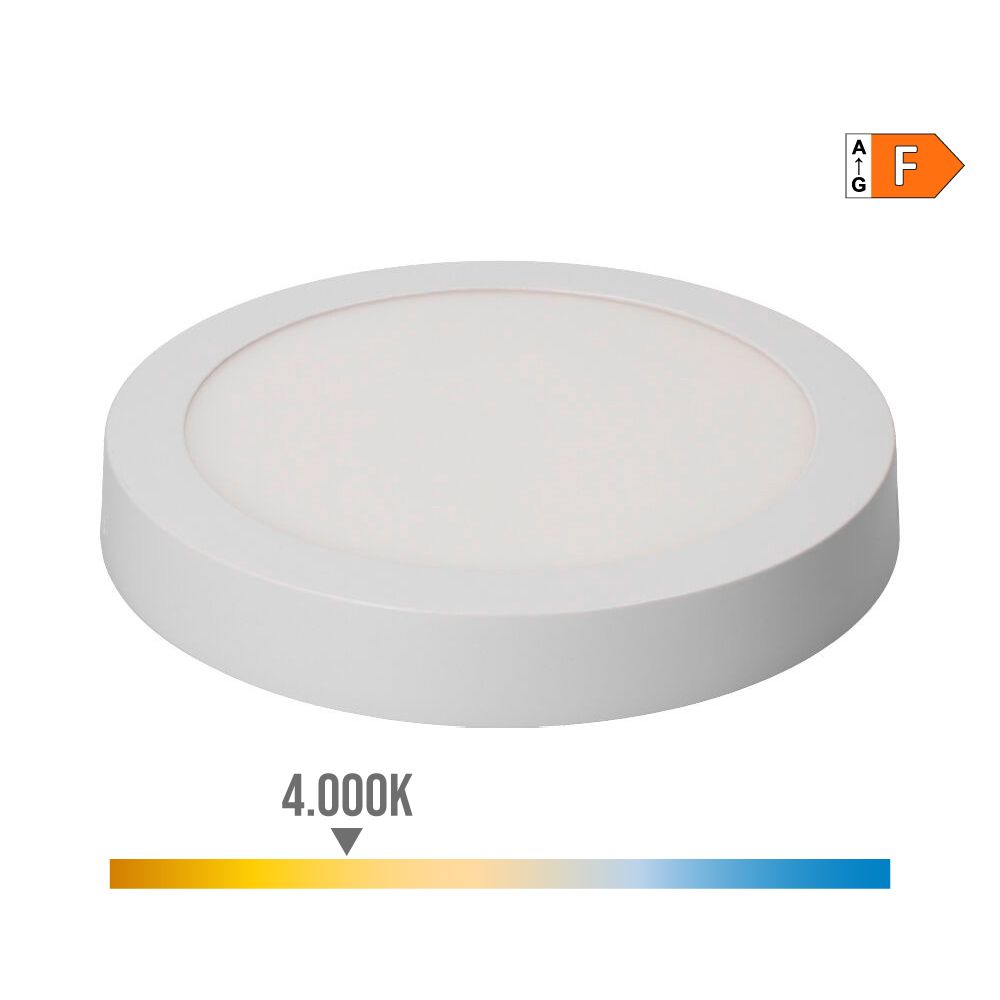 EDM Downlight led de superfície redonda branca 20 w 1500 lm 4000 k luz natural ø 22 x 3 cm