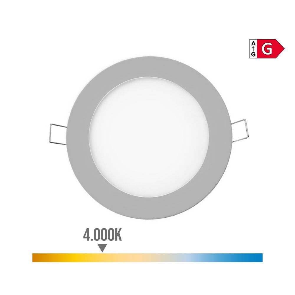 Mini downlight LED redondo de encastrar 6W 4000K LUZ DIA COR cromado Ø11,7cm EDM
